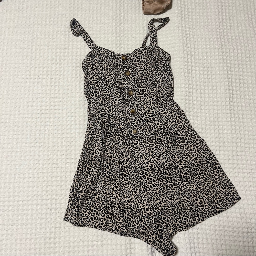 Hollister Black and White Leopard Print Romper